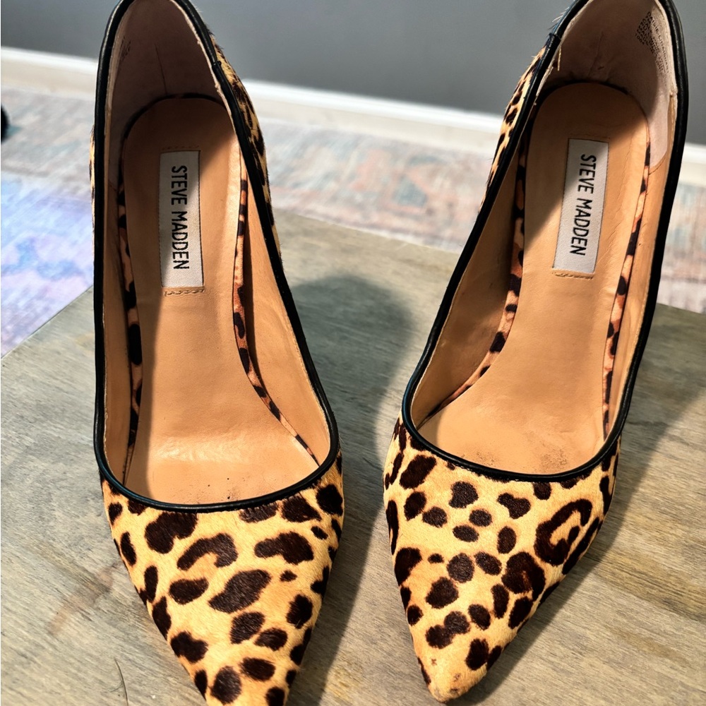 Steve Madden Animal Print Heels - Tan and Black